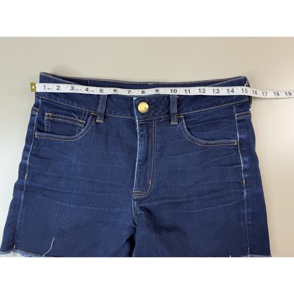 American Eagle Womens Hi-Rise Shortie Jean Shorts 10 Cutoff Preppy Beachy Boho - Picture 2 of 12